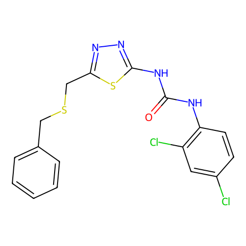 1-{5-[(Benzylsulfanyl)methyl]-1,3,4-thiadiazol-2-yl}-3-(2,4-dichlorophenyl)urea structure