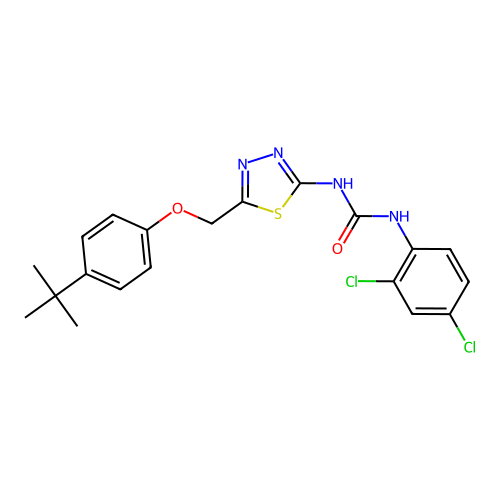 1-{5-[(4-tert-butylphenoxy)methyl]-1,3,4-thiadiazol-2-yl}-3-(2,4-dichlorophenyl)urea structure