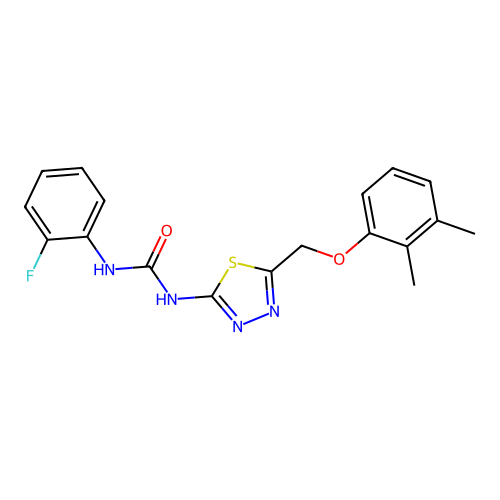 1-{5-[(2,3-Dimethylphenoxy)methyl]-1,3,4-thiadiazol-2-yl}-3-(2-fluorophenyl)urea structure