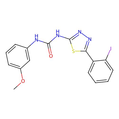 1-[5-(2-Iodophenyl)-1,3,4-thiadiazol-2-yl]-3-(3-methoxyphenyl)urea structure