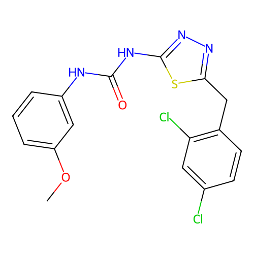 1-[5-(2,4-Dichlorobenzyl)-1,3,4-thiadiazol-2-yl]-3-(3-methoxyphenyl)urea structure