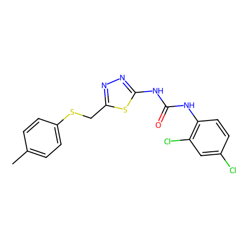 1-(2,4-dichlorophenyl)-3-(5-{[(4-methylphenyl)sulfanyl]methyl}-1,3,4-thiadiazol-2-yl)urea structure