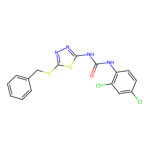 1-[5-(Benzylsulfanyl)-1,3,4-thiadiazol-2-yl]-3-(2,4-dichlorophenyl)urea structure