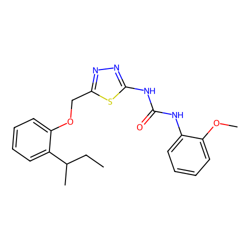 1-(5-{[2-(butan-2-yl)phenoxy]methyl}-1,3,4-thiadiazol-2-yl)-3-(2-methoxyphenyl)urea structure