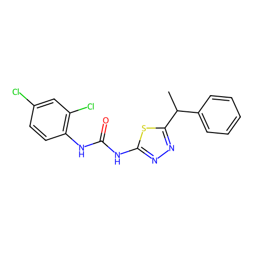 1-(2,4-Dichlorophenyl)-3-[5-(1-phenylethyl)-1,3,4-thiadiazol-2-yl]urea structure