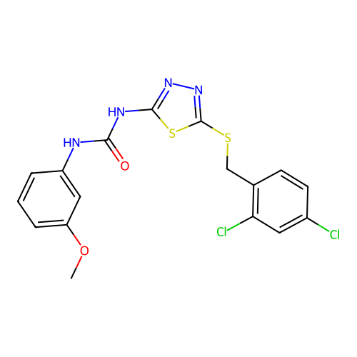 1-{5-[(2,4-dichlorobenzyl)sulfanyl]-1,3,4-thiadiazol-2-yl}-3-(3-methoxyphenyl)urea structure