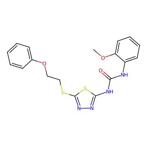 1-(2-Methoxyphenyl)-3-{5-[(2-phenoxyethyl)sulfanyl]-1,3,4-thiadiazol-2-yl}urea structure