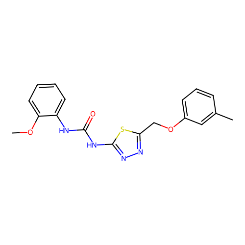 1-(2-Methoxyphenyl)-3-{5-[(3-methylphenoxy)methyl]-1,3,4-thiadiazol-2-yl}urea structure