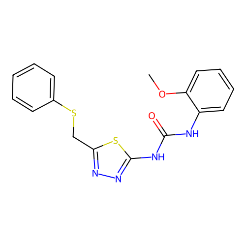 1-(2-Methoxyphenyl)-3-{5-[(phenylsulfanyl)methyl]-1,3,4-thiadiazol-2-yl}urea structure