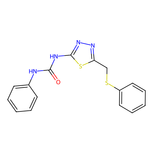 1-Phenyl-3-{5-[(phenylsulfanyl)methyl]-1,3,4-thiadiazol-2-yl}urea structure