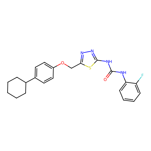 1-(5-((4-Cyclohexylphenoxy)methyl)-1,3,4-thiadiazol-2-yl)-3-(2-fluorophenyl)urea structure