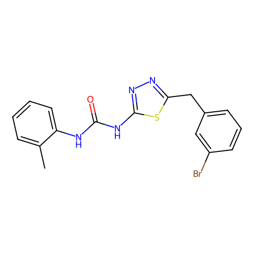 1-[(2Z)-5-(3-bromobenzyl)-1,3,4-thiadiazol-2(3H)-ylidene]-3-(2-methylphenyl)urea structure
