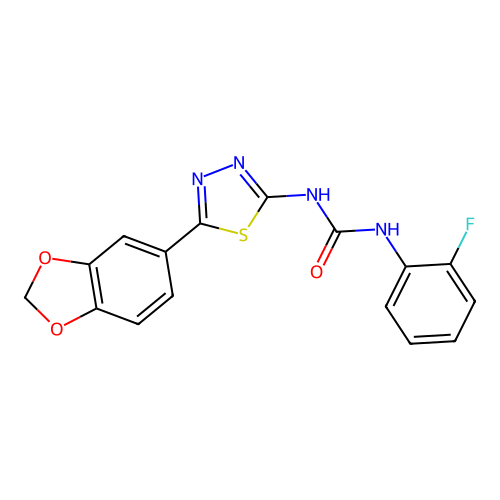 1-[5-(1,3-Benzodioxol-5-yl)-1,3,4-thiadiazol-2-yl]-3-(2-fluorophenyl)urea structure
