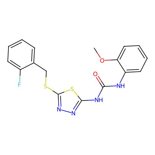 1-{5-[(2-Fluorobenzyl)sulfanyl]-1,3,4-thiadiazol-2-yl}-3-(2-methoxyphenyl)urea structure