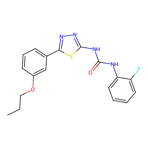 1-(2-Fluorophenyl)-3-[5-(3-propoxyphenyl)-1,3,4-thiadiazol-2-yl]urea structure