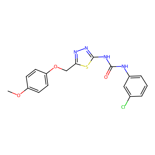 1-(3-Chlorophenyl)-3-{5-[(4-methoxyphenoxy)methyl]-1,3,4-thiadiazol-2-yl}urea structure