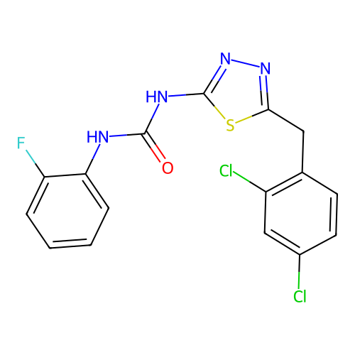 1-[5-(2,4-Dichlorobenzyl)-1,3,4-thiadiazol-2-yl]-3-(2-fluorophenyl)urea structure