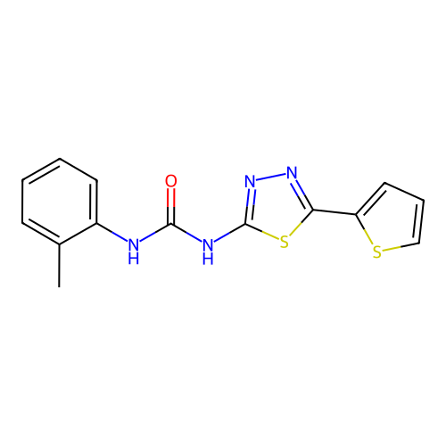 1-(2-methylphenyl)-3-[(2E)-5-(thiophen-2-yl)-1,3,4-thiadiazol-2(3H)-ylidene]urea structure