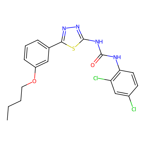 1-[5-(3-Butoxyphenyl)-1,3,4-thiadiazol-2-yl]-3-(2,4-dichlorophenyl)urea structure