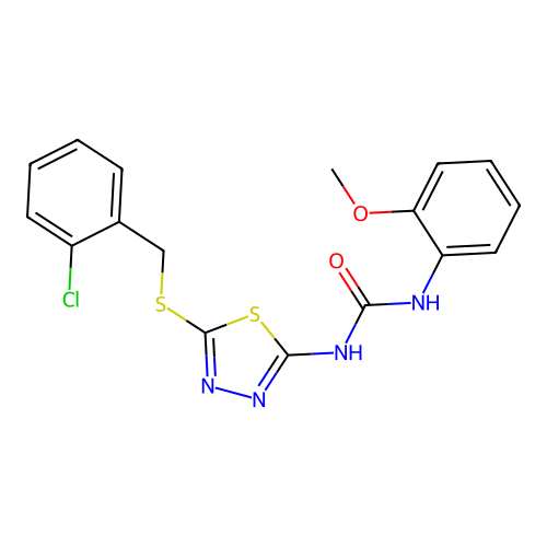 1-{5-[(2-Chlorobenzyl)sulfanyl]-1,3,4-thiadiazol-2-yl}-3-(2-methoxyphenyl)urea structure