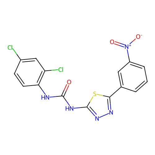 1-(2,4-Dichlorophenyl)-3-[5-(3-nitrophenyl)-1,3,4-thiadiazol-2-yl]urea structure