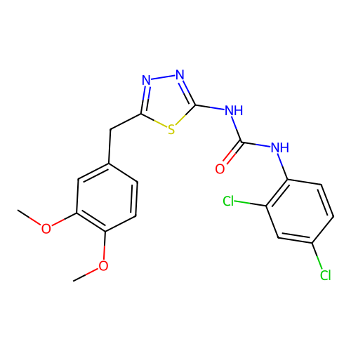 1-(2,4-Dichlorophenyl)-3-[5-(3,4-dimethoxybenzyl)-1,3,4-thiadiazol-2-yl]urea structure