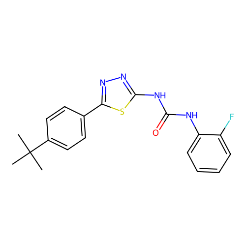 1-[5-(4-Tert-butylphenyl)-1,3,4-thiadiazol-2-yl]-3-(2-fluorophenyl)urea structure