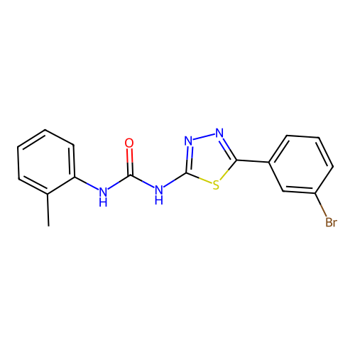 1-[(2Z)-5-(3-bromophenyl)-1,3,4-thiadiazol-2(3H)-ylidene]-3-(2-methylphenyl)urea structure