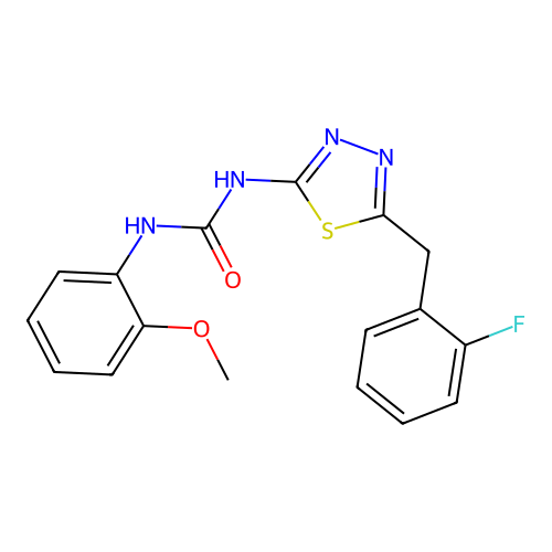 1-[5-(2-Fluoro-benzyl)-[1,3,4]thiadiazol-2-yl]-3-(2-methoxy-phenyl)-urea structure