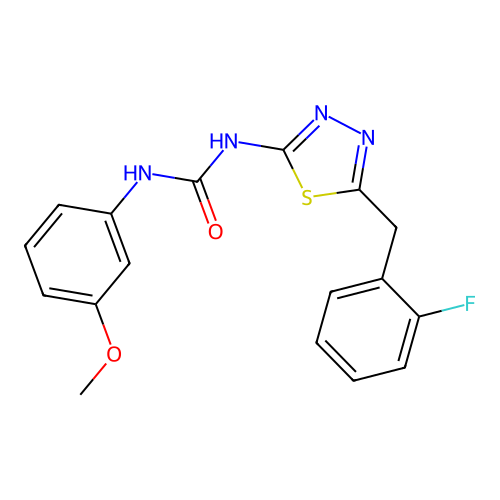 1-[5-(2-Fluorobenzyl)-1,3,4-thiadiazol-2-yl]-3-(3-methoxyphenyl)urea structure