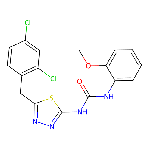 1-(5-(2,4-dichlorobenzyl)-1,3,4-thiadiazol-2-yl)-3-(2-methoxyphenyl)urea structure