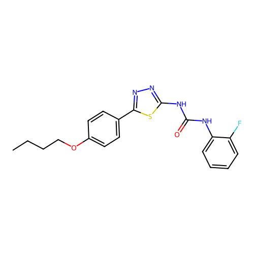 1-[5-(4-Butoxyphenyl)-1,3,4-thiadiazol-2-yl]-3-(2-fluorophenyl)urea structure