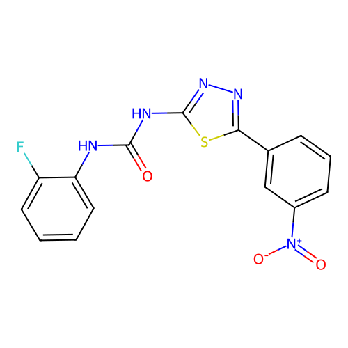 1-(2-Fluorophenyl)-3-[5-(3-nitrophenyl)-1,3,4-thiadiazol-2-yl]urea structure
