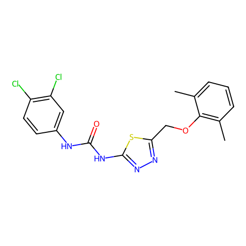 1-(3,4-dichlorophenyl)-3-[5-[(2,6-dimethylphenoxy)methyl]-1,3,4-thiadiazol-2-yl]urea structure