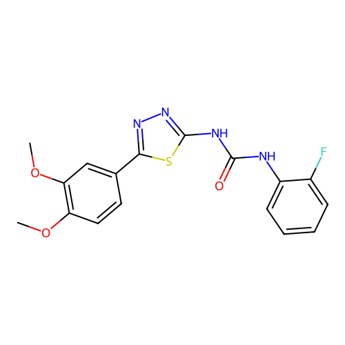 1-[5-(3,4-Dimethoxyphenyl)-1,3,4-thiadiazol-2-yl]-3-(2-fluorophenyl)urea structure