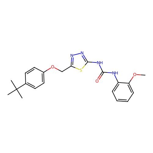 1-{5-[(4-tert-butylphenoxy)methyl]-1,3,4-thiadiazol-2-yl}-3-(2-methoxyphenyl)urea structure