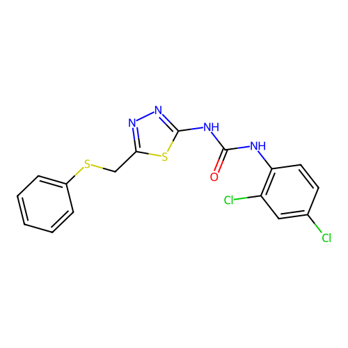 1-(2,4-Dichlorophenyl)-3-{5-[(phenylsulfanyl)methyl]-1,3,4-thiadiazol-2-yl}urea structure
