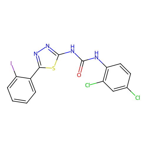 1-(2,4-Dichlorophenyl)-3-[5-(2-iodophenyl)-1,3,4-thiadiazol-2-yl]urea structure