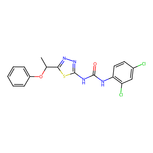 1-(2,4-Dichlorophenyl)-3-[5-(1-phenoxyethyl)-1,3,4-thiadiazol-2-yl]urea structure