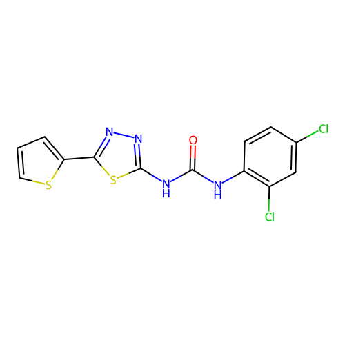 1-(2,4-Dichlorophenyl)-3-[5-(thiophen-2-yl)-1,3,4-thiadiazol-2-yl]urea structure