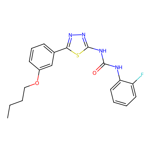 1-[5-(3-Butoxyphenyl)-1,3,4-thiadiazol-2-yl]-3-(2-fluorophenyl)urea structure
