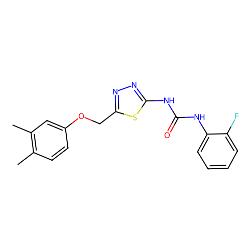 1-{5-[(3,4-Dimethylphenoxy)methyl]-1,3,4-thiadiazol-2-yl}-3-(2-fluorophenyl)urea structure