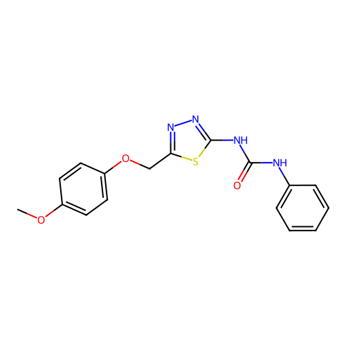 1-{5-[(4-Methoxyphenoxy)methyl]-1,3,4-thiadiazol-2-yl}-3-phenylurea structure