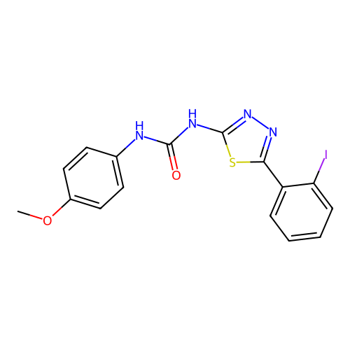 1-[5-(2-Iodophenyl)-1,3,4-thiadiazol-2-yl]-3-(4-methoxyphenyl)urea structure