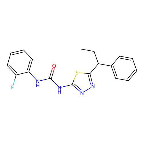 1-(2-Fluorophenyl)-3-[5-(1-phenylpropyl)-1,3,4-thiadiazol-2-yl]urea structure