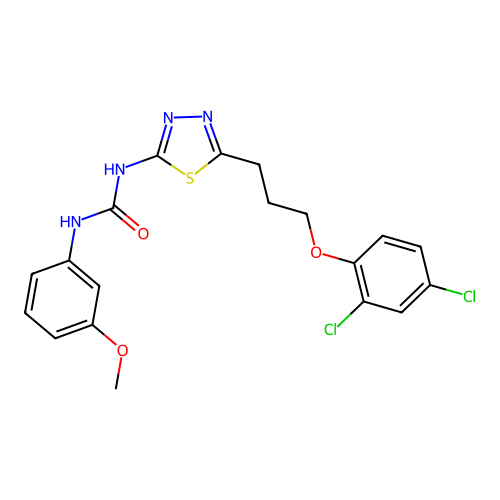 1-[5-[3-(2,4-dichlorophenoxy)propyl]-1,3,4-thiadiazol-2-yl]-3-(3-methoxyphenyl)urea structure
