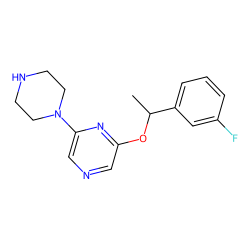 2-[1-(3-Fluorophenyl)ethoxy]-6-(1-piperazinyl)pyrazine structure