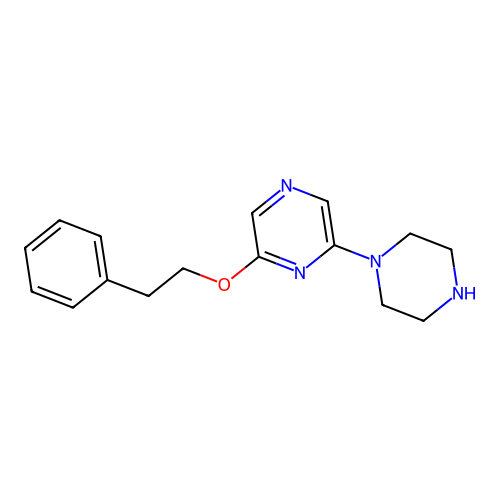 2-(2-Phenylethoxy)-6-(1-piperazinyl)pyrazine structure