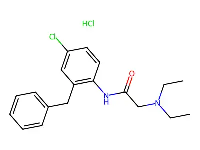 N-(2-benzyl-4-chlorophenyl)-2-(diethylamino)acetamide hydrochloride structure