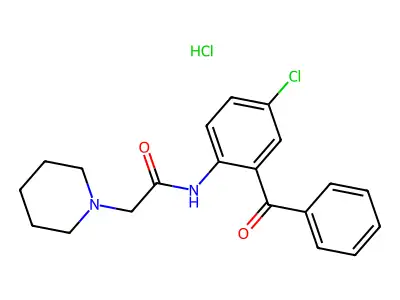1-Piperidineacetamide, N-(2-benzoyl-4-chlorophenyl)-, monohydrochloride structure